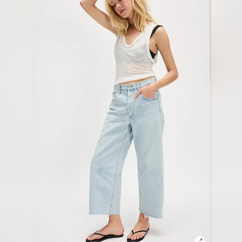 Free People Citizens Of Humanity Ayla Raw Hem Crop Jeans Sailor EUC